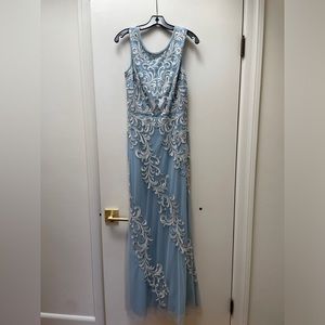 EUC - Aidan Mattox scroll-embroidered mesh gown.